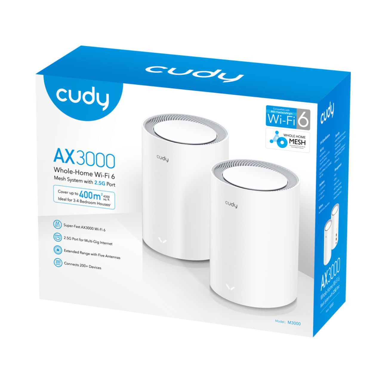 Cudy M3000 V2 AX3000 V2.0 WiFi 6 Mesh 2.5G Solution (2-Pack)