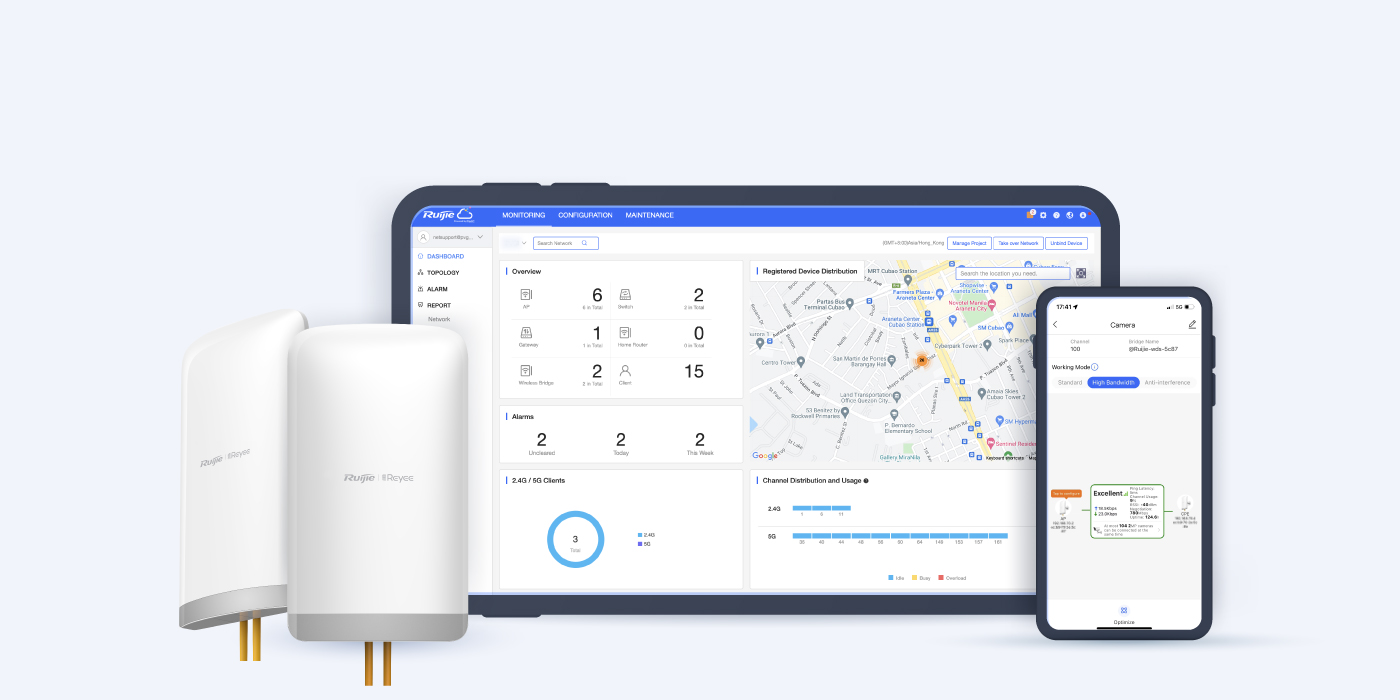 Ruijie - Rayee RG-EST350 V2 5GHz Dual-stream 802.11ac 5KM Wireless Bridge